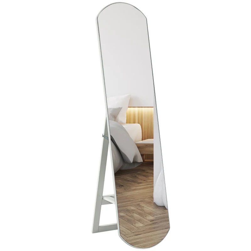 HOMCOM Arched full-length mirror 35 x 150 cm with shelf, wall-mount or freestanding for bathroom, bedroom, white