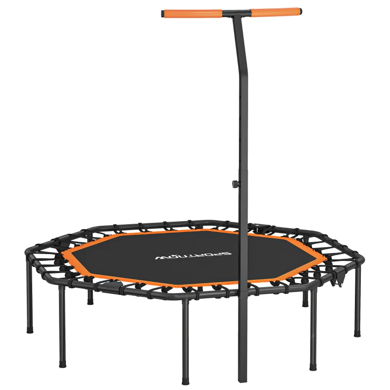 SPORTNOW Fitness trampoline, training trampoline with adjustable handle, stable and quiet, for indoor use, steel, Orange
