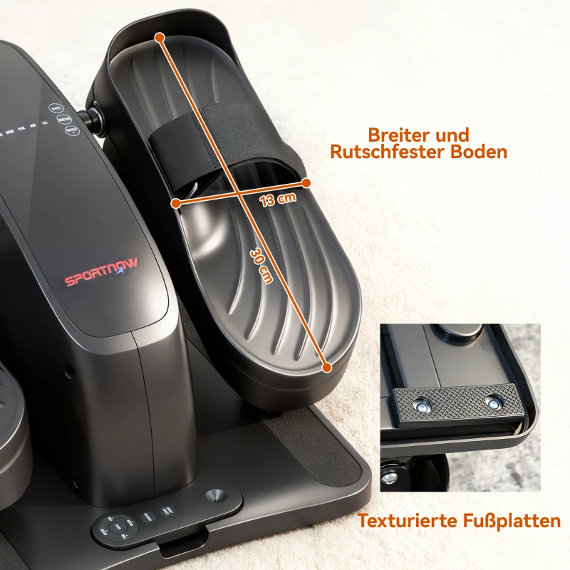 SPORTNOW Mini-Pedaltrainer, 12 Geschwindigkeiten, LED-Display, Fernbedienung, rutschfest, tragbar, Metall, Kunststoff, Schwarz