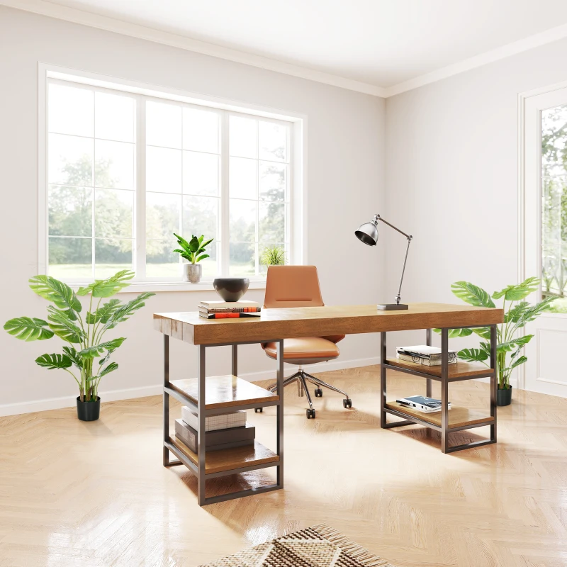 HOMCOM Set of 2 Artificial Monstera deliciosa Plants with Pots Included, 120 cm Height, for Indoor Decoration