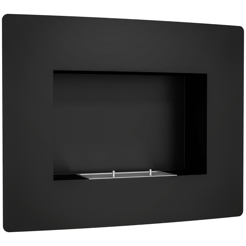 HOMCOM Ethanol Fireplace, Stainless Steel Bioethanol Firebox, 0.9 L Capacity, Burns up to 3.3 Hours, Black