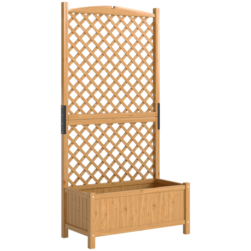 Outsunny Floreira de Jardim com Treliça Caixa de Plantio com Suporte para Plantas Trepadeiras 90x45x180cm Madeira