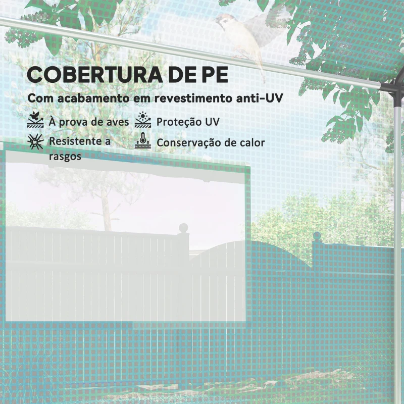 Outsunny Estufa tipo Túnel 2x3x2 m Estufa de Exterior com 4 Janelas de Malha e Porta com Fecho de Correr Estufa para Cultivos Anti UV Verde
