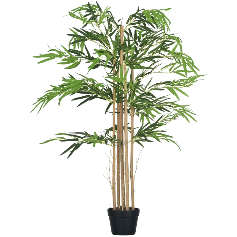 Outsunny Bamboo Artificial XXL 1.15 m Faux Tree 730 Dense Realistic Leaves Pot Included Black Green