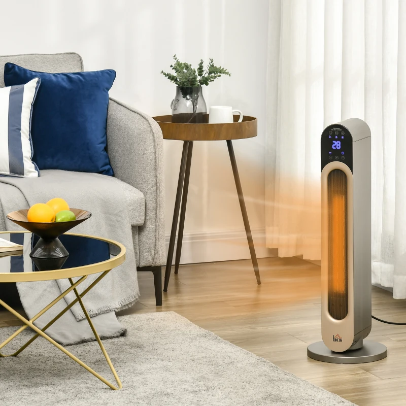 HOMCOM Chauffage soufflant oscillant 1100/2200 W - mini radiateur céramique PTC - télécommande incluse - chauffage d'appoint noir