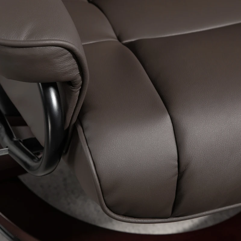 HOMCOM Recliner with Stool, Swivel & Tilt, Faux Leather Cover, up to 150 kg, Wooden Frame, Brown