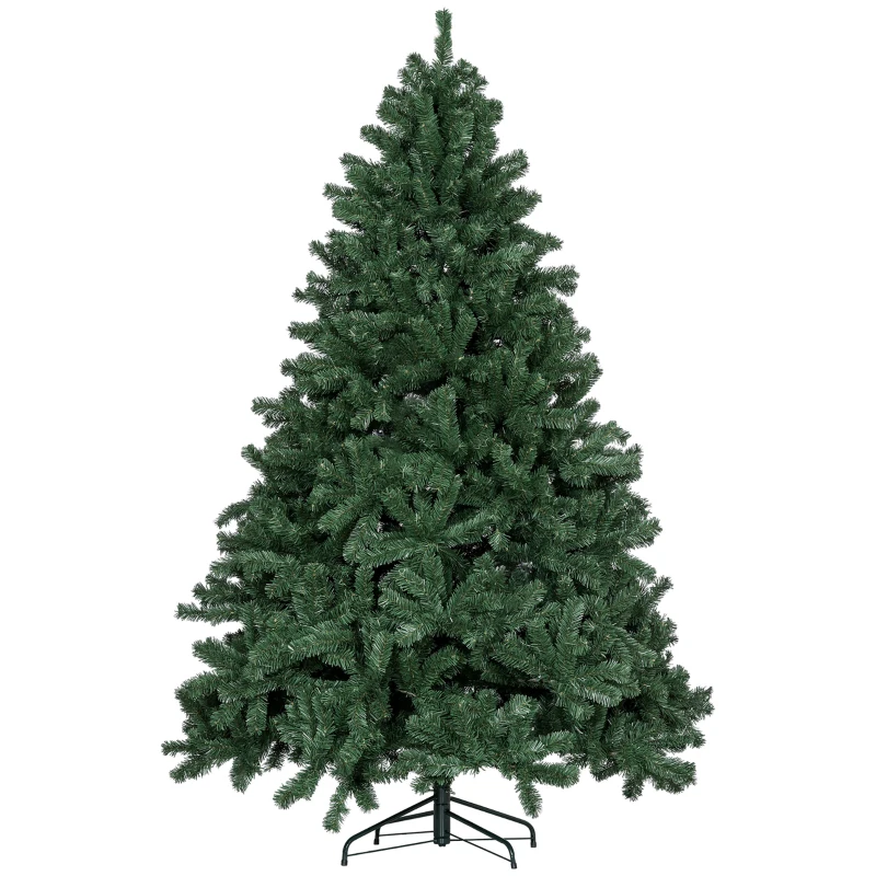 HOMCOM 210 cm artificial Christmas tree with foldable metal stand, 1674 branches, realistic Christmas decoration