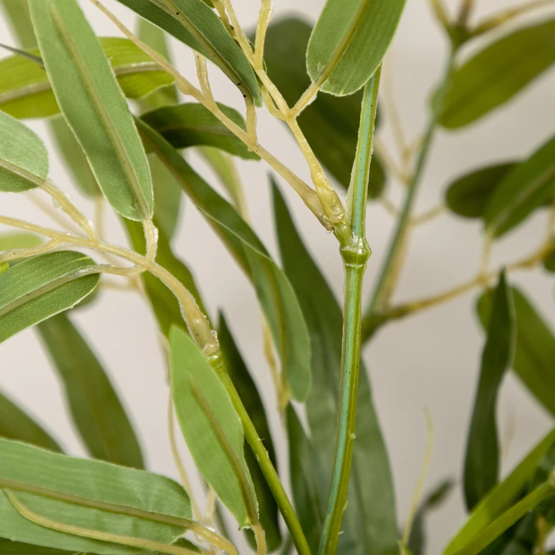 HOMCOM Pianta di Bambu Artificiale Alta 90 cm da 504 Foglie in PEVA e PP Verde con Vaso in Cemento Ø15x12.5 cm