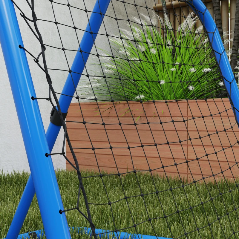HOMCOM Soccer Rebounder Net, Foldable, Rebound Wall, Adjustable in 5 Steps, Metal, 78 x 84 x 65-78 cm, Blue