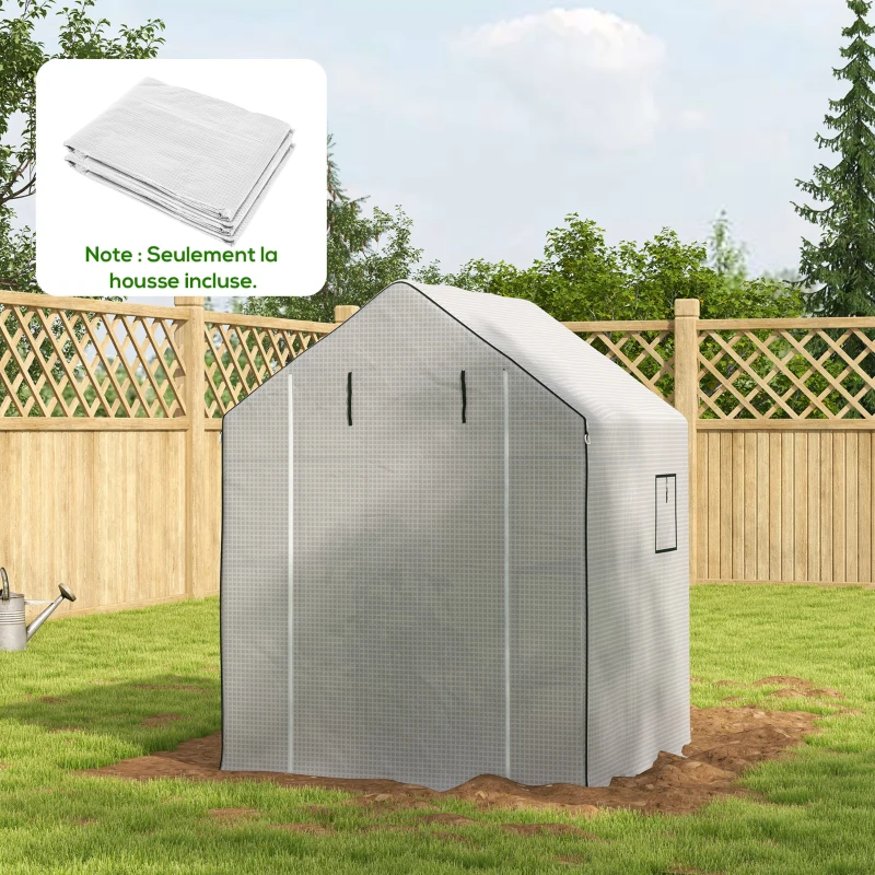 Outsunny Bâche de remplacement pour serre de jardin 140 x 143 x 190 cm avec fenêtre et porte à fermeture éclair anti-UV