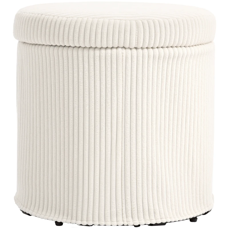 HOMCOM 32 L storage pouf living room pouf in corduroy with lid max load 120 kg, for hallway, bedroom, living room, beige