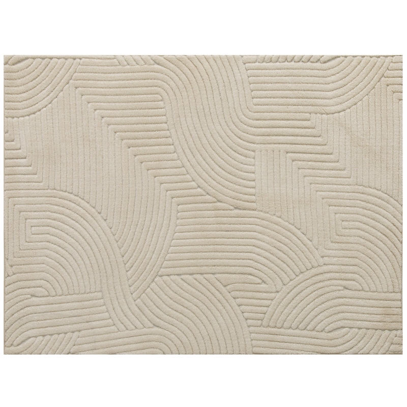 HOMCOM Living Room Rug 230 x 160 cm, thick pile geometric rug, plush and non-slip, cream