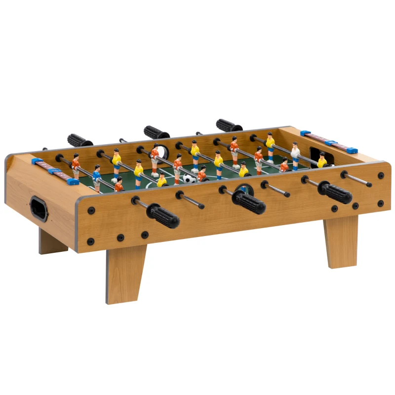 HOMCOM Calcio Balilla Pieghevole per Adulti e Bambini con 2 Palline e Segnapunti, in Legno, 69x36.5x22 cm, color Legno