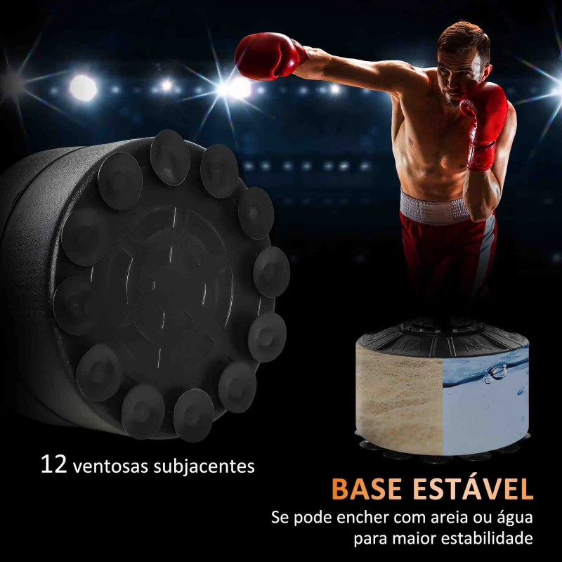 HOMCOM Punching Ball de Boxe com Altura Ajustável com 2 Bolas de Velocidade Barra Giratória 360° 88x50x160-230 cm Vermelho e Preto