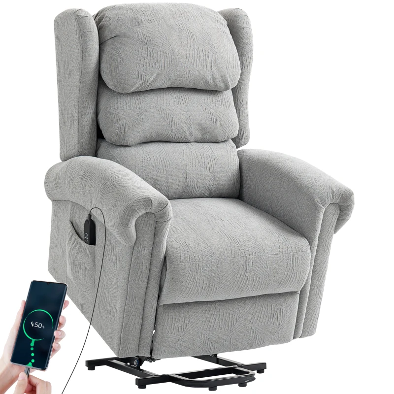 HOMCOM Velvet-Feel Electric Riser Recliner Chair - Grey