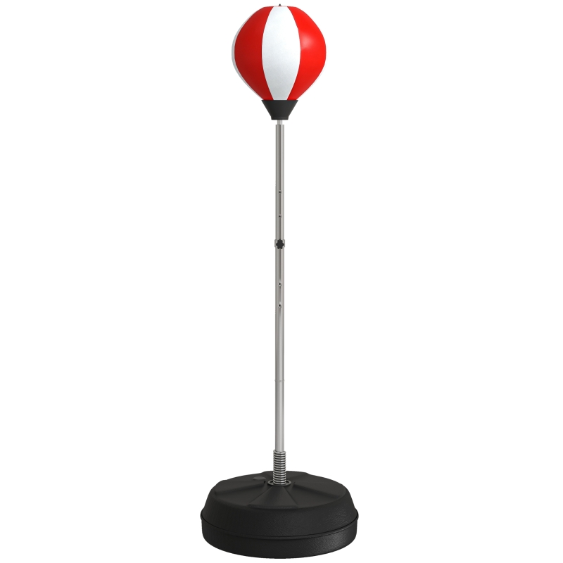 HOMCOM Punching Ball da Terra ad Altezza Regolabile con Guantoni e Base Riempibile, 43x43x126-144 cm, Rosso e Bianco