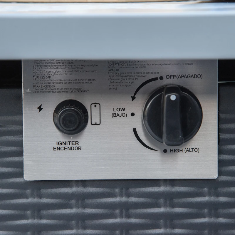 Outsunny 71 x 71cm 40000 BTU Gas Firepit Table - Black/Grey