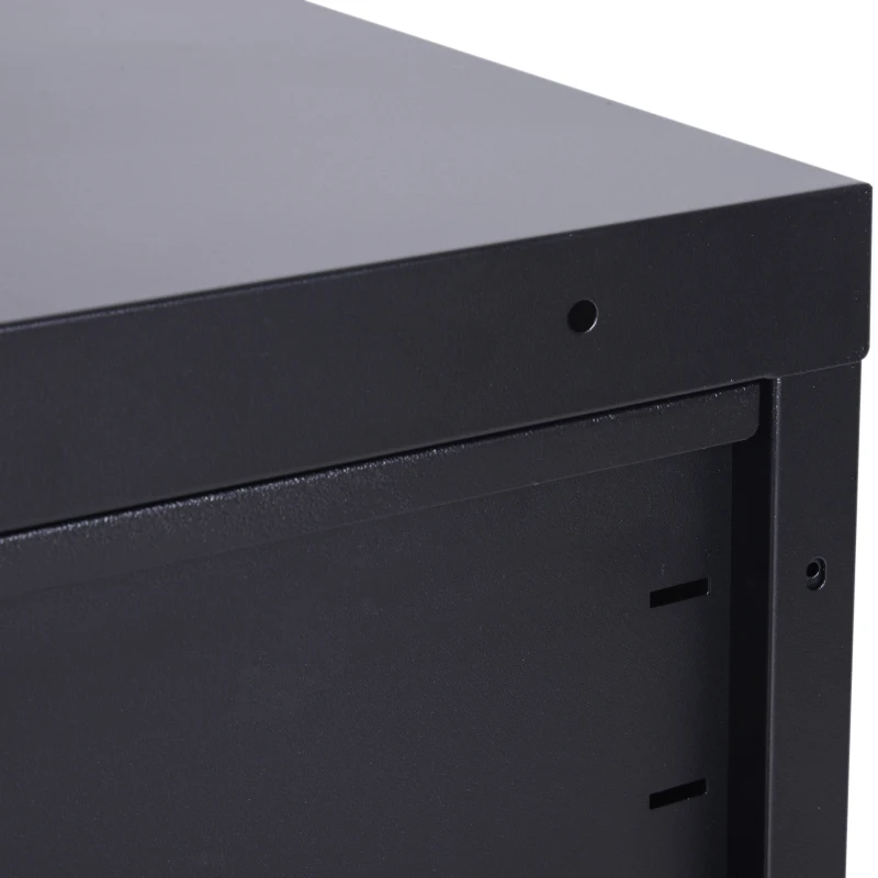 HOMCOM Industrial TV Cabinet Stand Media Center Steel Shelf Doors Storage System Black