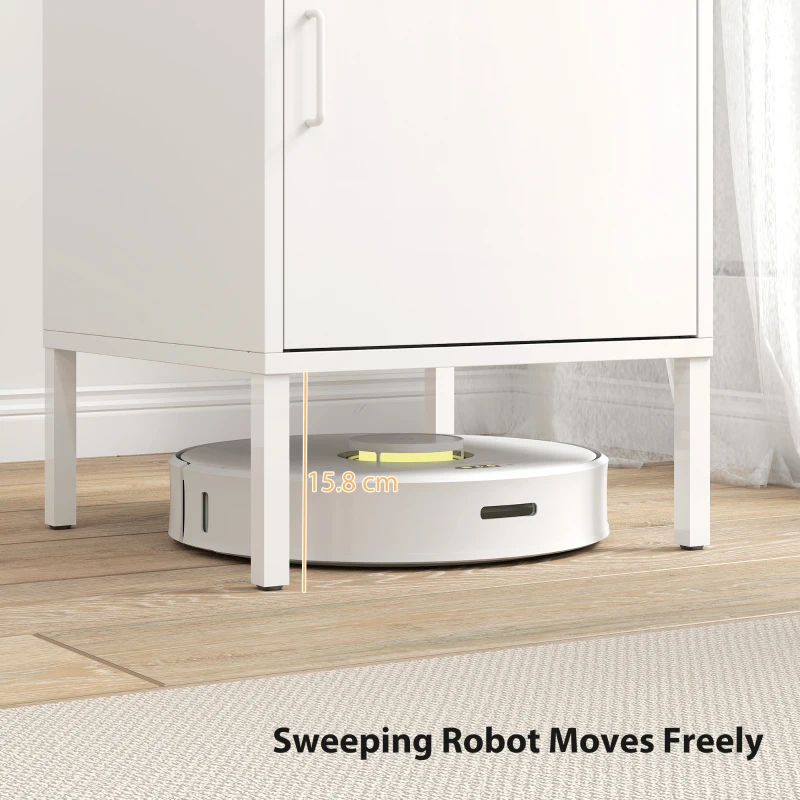 HOMCOM Nachtkastje van staal, bijzettafel voor veelzijdig gebruik, verstelbare plank, voor slaapkamer, woonkamer, Weiß