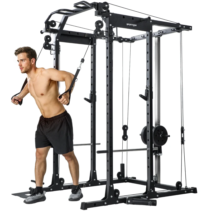 SPORTNOW Cable Crossover Machine, with Lat-Pull Down System