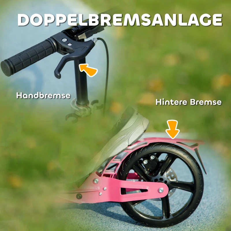 AIYAPLAY Roller Kinder Scooter mit verstellbaren Griffen klappbarer Kinderroller für Kinder 6-12 Jahre 94 x 36 x 88-103 cm Rosa
