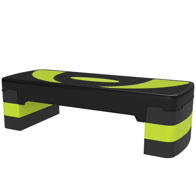 HOMCOM Step de Aeróbic para Fitness Antideslizante con Altura Regulable 3 Niveles 10/15/20 cm Carga 150 kg 80x31x20 cm Verde