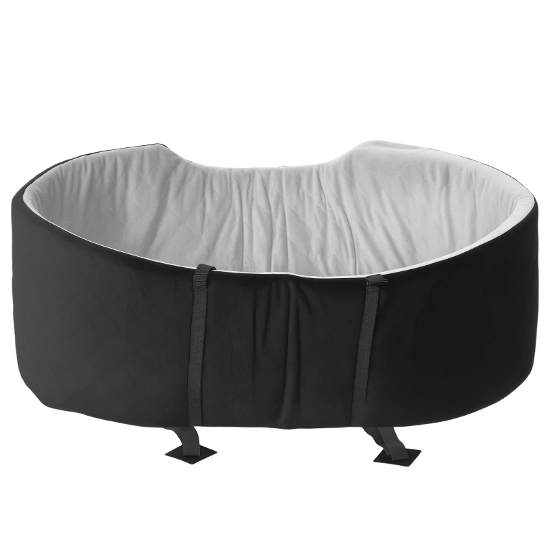 PawHut Assento de Carro para Cães Pequenos e Médios até 15 kg com Capa Removível e Lavável Cinto de Segurança e Base Antiderrapante 77x43x28 cm Preto