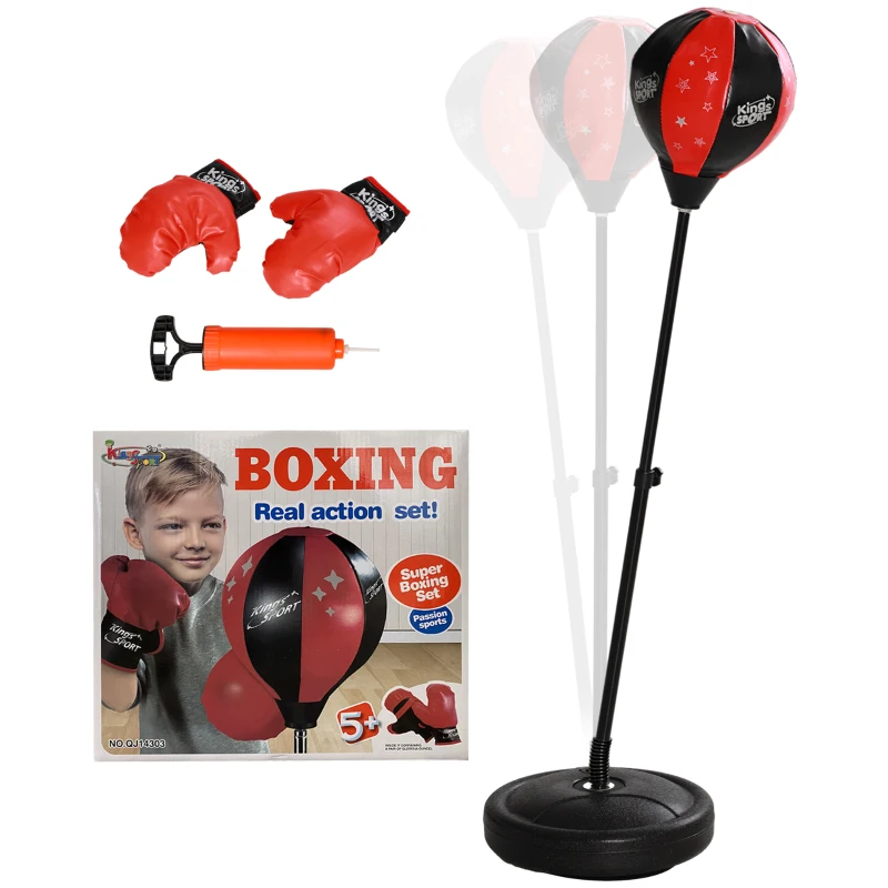 AIYAPLAY Adjustable Kids Standing Punching Bag 68-102 cm for Ages 5-10 with Gloves and Fillable Base