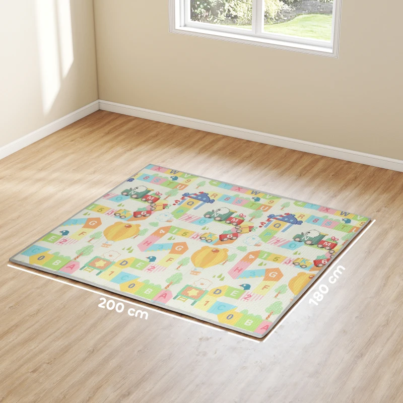 AIYAPLAY Foldable Reversible Baby Play Mat, Thick Foam Floor Mat, 194 x 176,5 x 1,5 cm, multicolored