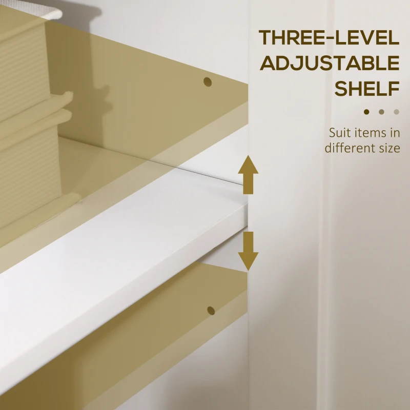 HOMCOM Dulap cu 2 Compartimente și 2 Rafturi Reglabile la 3 Înălțimi, 120x40x70 cm, Alb și Culoare Lemn