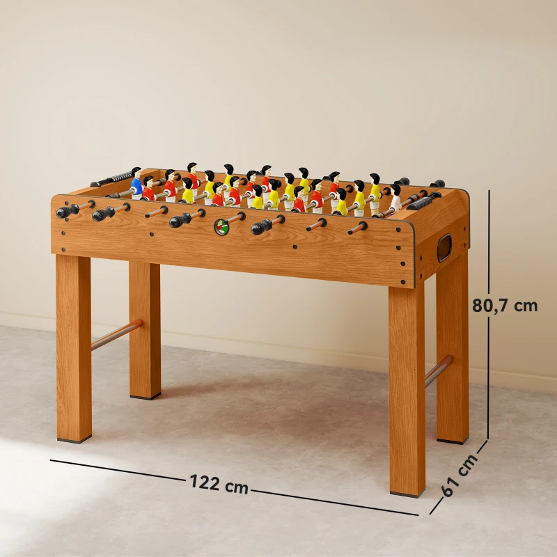 HOMCOM Baby-foot table de Babyfoot jeu de football dim. 122L x 61l x 80H cm 2 balles fournies MDF imitation bois acajou
