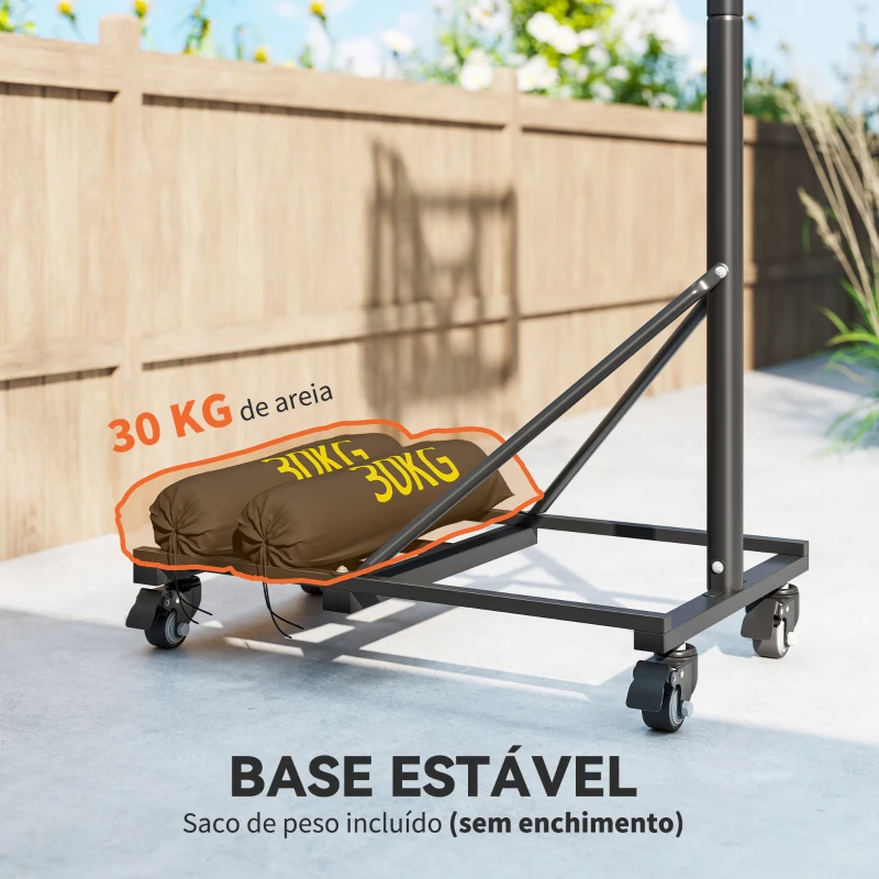SPORTNOW tabela de Basquetebol para Exterior com Altura Ajustável 235-305 cm Saco de Peso e Rodas Preto