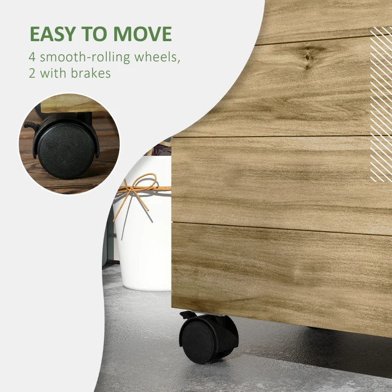 Wooden Raised Planter, with Back Trellis - Natural Finish