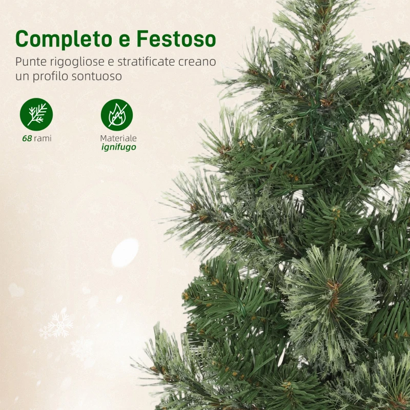 HOMCOM Albero di Natale Piccolo Alto 60 cm con 35 Luci LED Bianche, 68 Rami Folti e Ignifughi, Verde