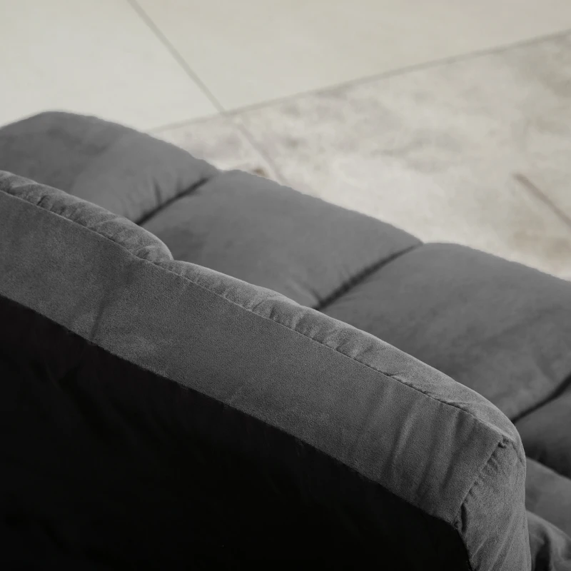 HOMCOM Sillón colchón auxiliar plegable convertible - respaldo inclinable regulable 14 posiciones - 2 cojines incluidos, gris