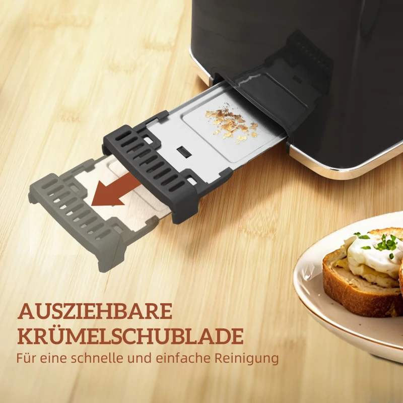 HOMCOM Wasserkocher und Toaster-Set mit LED-Touchscreen, 1,7 L, 2 Toasterschlitze, verschiedene Modi und Funktionen, Schwarz