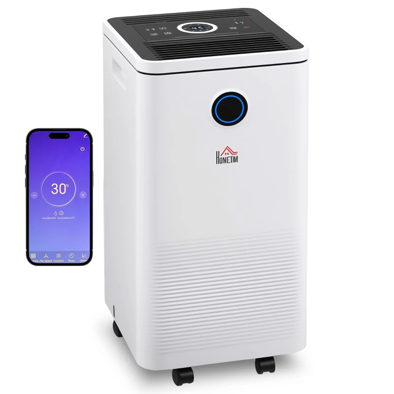 HOMCOM 10L/Day Dehumidifier with 2.5L Water Tank, Digital Display, Intelligent & Sleep Mode, 24H Timer, Laundry Clothes Drying, for Home and Large Room Basement