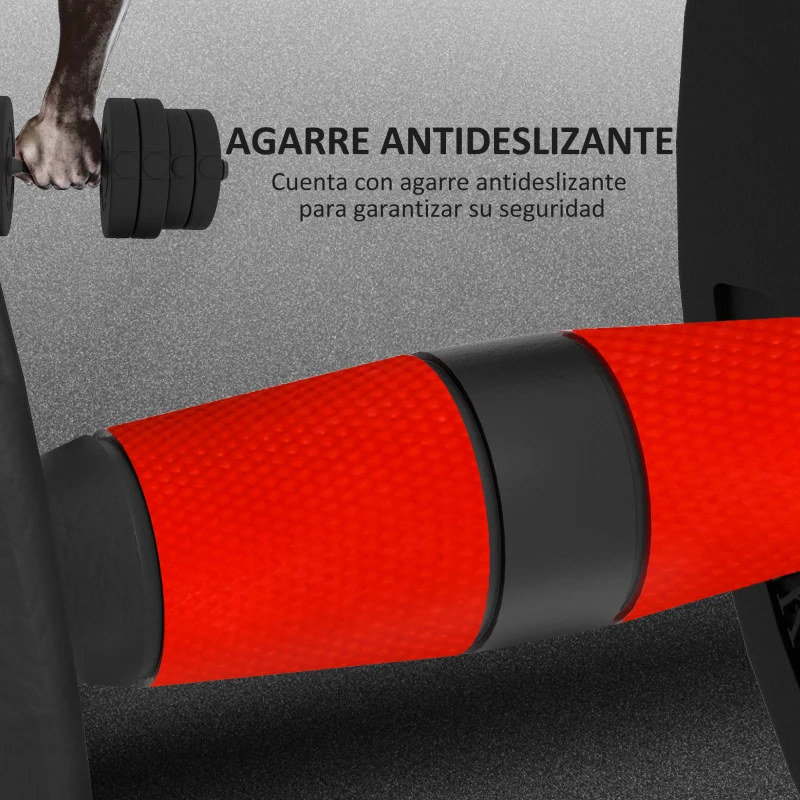HOMCOM Juego de Mancuernas Ajustables 30 kg 2 en 1 con Barras Conexión y Mangos Antideslizantes para Gimnasio en Casa Negro