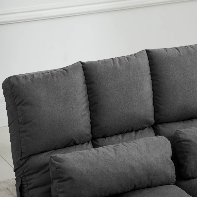 HOMCOM Sillón colchón auxiliar plegable convertible - respaldo inclinable regulable 14 posiciones - 2 cojines incluidos, gris