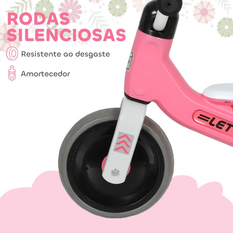 AIYAPLAY Bicicleta sem Pedais para Crianças dos 12 aos 36 Meses Bicicleta de Equilíbrio com Guiadores com Rotação Limitada a 60° 69x40x49 cm Rosa