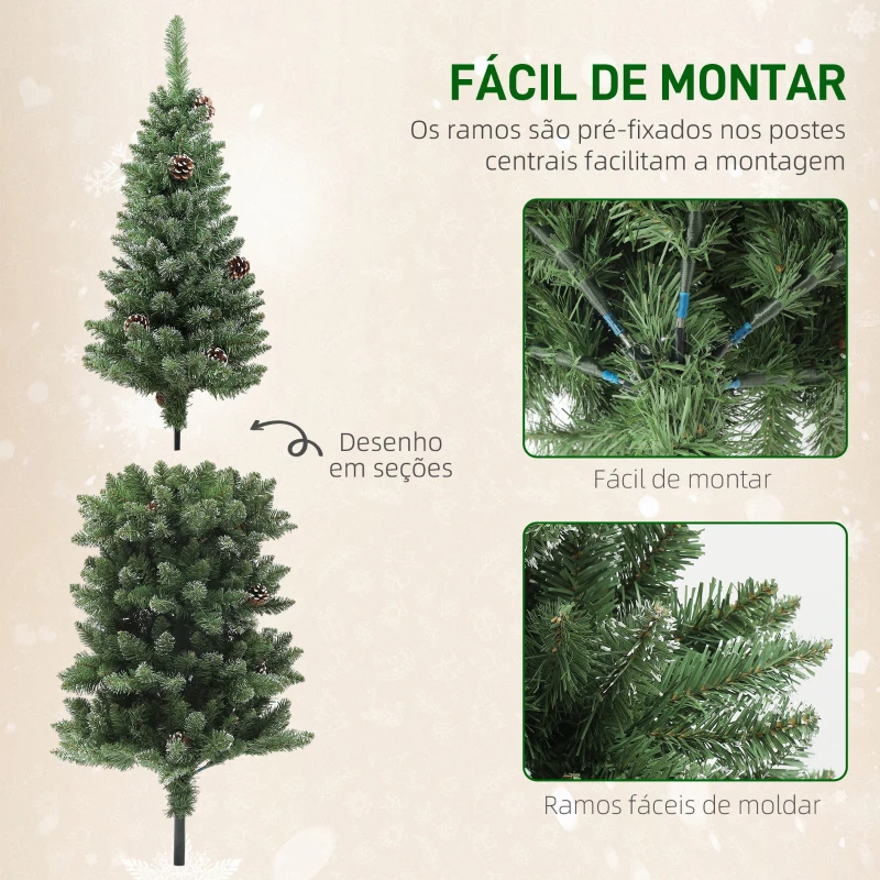 HOMCOM Árvore de Natal 150 cm Árvore de Natal Artificial com 395 Ramos e Suporte de Metal Árvore de Natal para Interior Verde