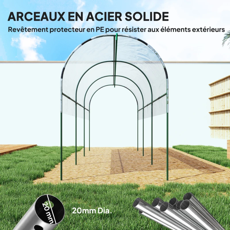 Outsunny Serre de jardin serre à tomates 4 arceaux en acier bâche en PVC 4 x 1,23 x 1,71 m vert