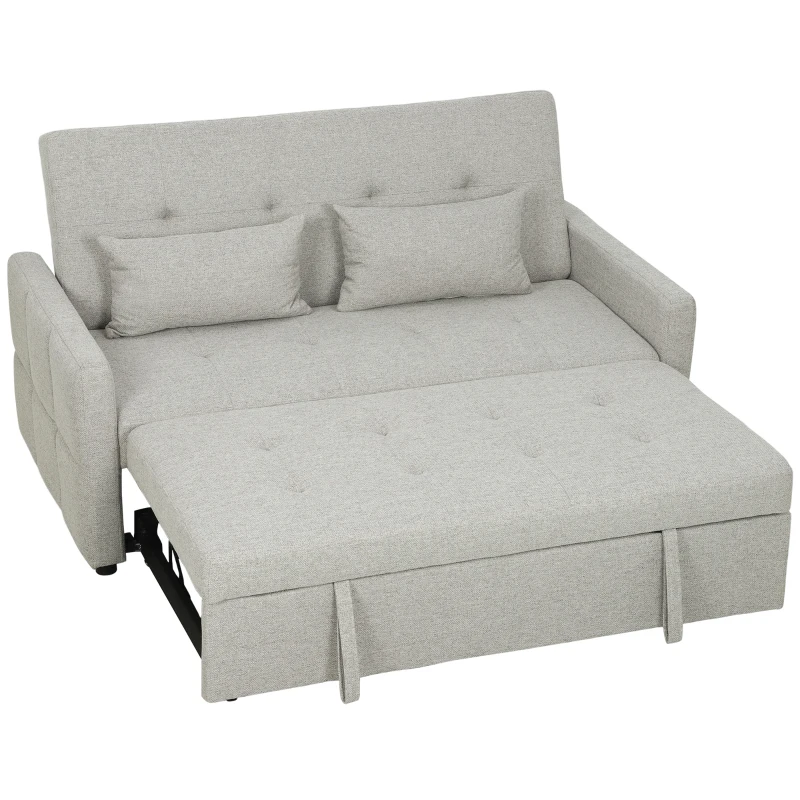 HOMCOM Divano 2 Posti Convertibile in Letto Clic Clac con 2 Cuscini in Tessuto, Grigio Chiaro