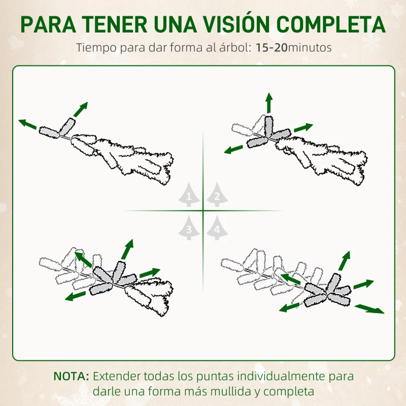 HOMCOM Árbol de Navidad Artificial 150 cm con 395 Ramas 30 Piñas y Soporte de Metal Árbol Navideño para Salón Interior Verde