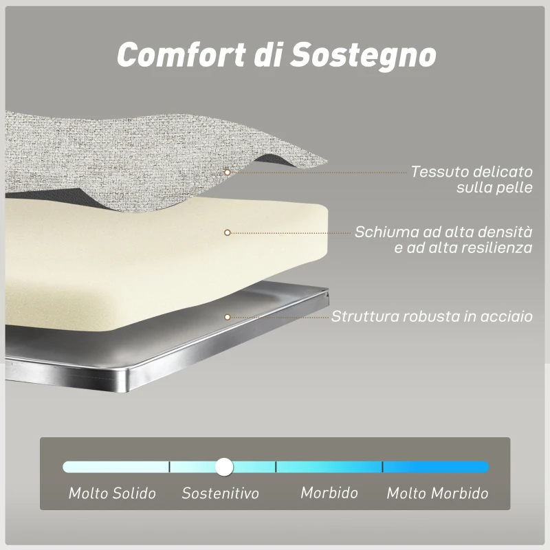 HOMCOM Divano 2 Posti Convertibile in Letto Clic Clac con 2 Cuscini in Tessuto, Grigio Chiaro