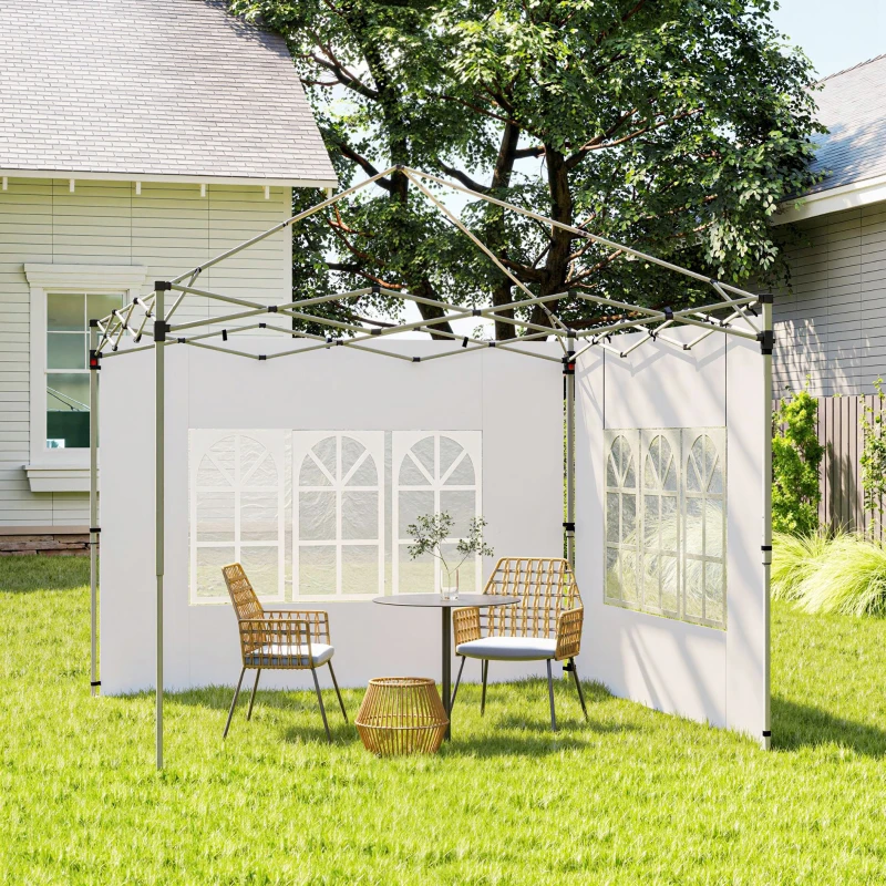 Outsunny Pareti per Gazebo 3x3 o 3x4 con Finestrelle Incluse, in Plastica e Tessuto Oxford, 295x195 cm, Bianco