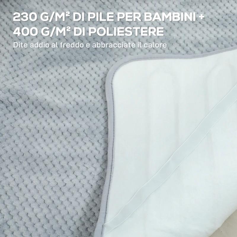 HOMCOM Coperta Elettrica 160x140 cm con 5 Livelli di Calore e 2 Telecomandi, in Pile e Poliestere Grigio