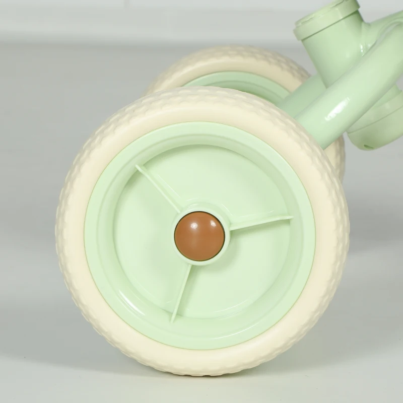 AIYAPLAY Triciclo para Bebés 2 em 1 Triciclo Evolutivo para Crianças com Barra Parental Ajustável Apoio para Pés Rebatível e Cesto 93,5x47x96 cm Verde