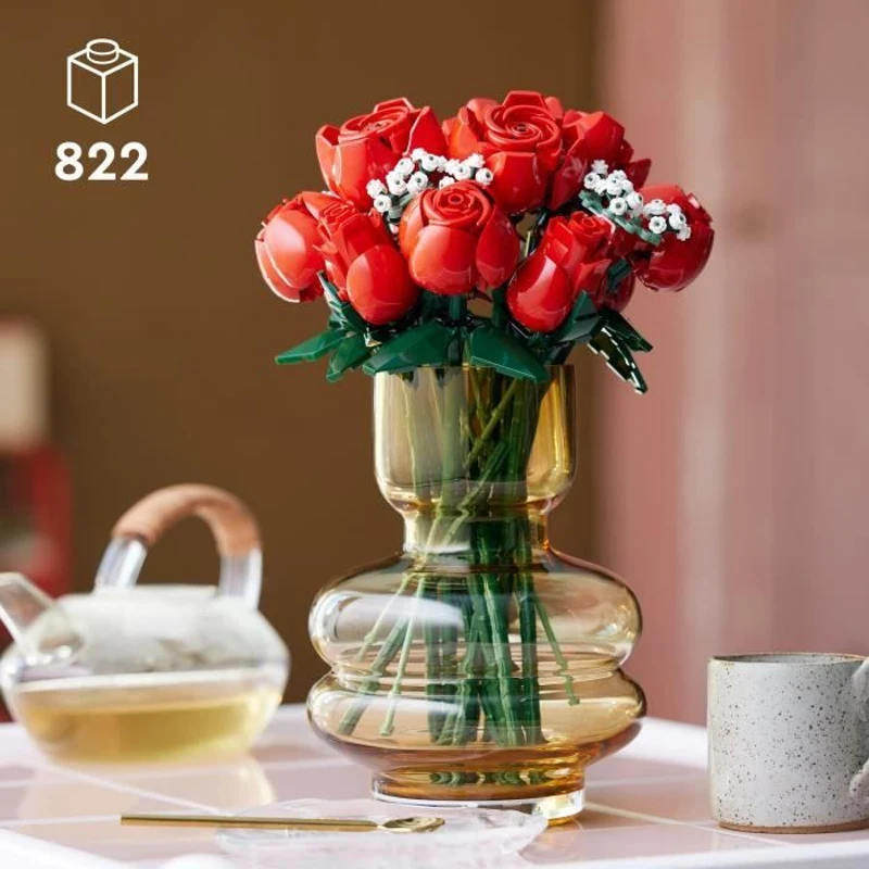 LEGO 10328 Icons Le Bouquet de Roses, Fleurs Artificielles pour Décorer, Cadeau de Saint-Valentin pour Adultes