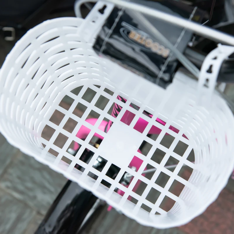 HOMCOM Trotinetă pentru copii cu frână, incl. coș, ghidon reglabil, pentru copii între 5 și 12 ani, Alb + Roz